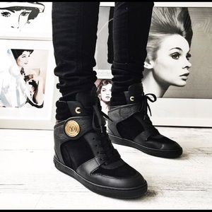 LOUIS VUITTON POSTMARK WEDGE SNEAKERS IN BLACK